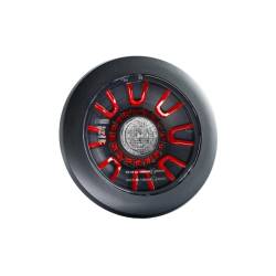 Lampa ceata fi152, 3 functii, LED, cu pozitie si mers inapoi, 12-36V, hamburger, cablu 1m, stanga-dreapta, incastrabila, cu inel negru, FT-314 LED BLACK Fristom