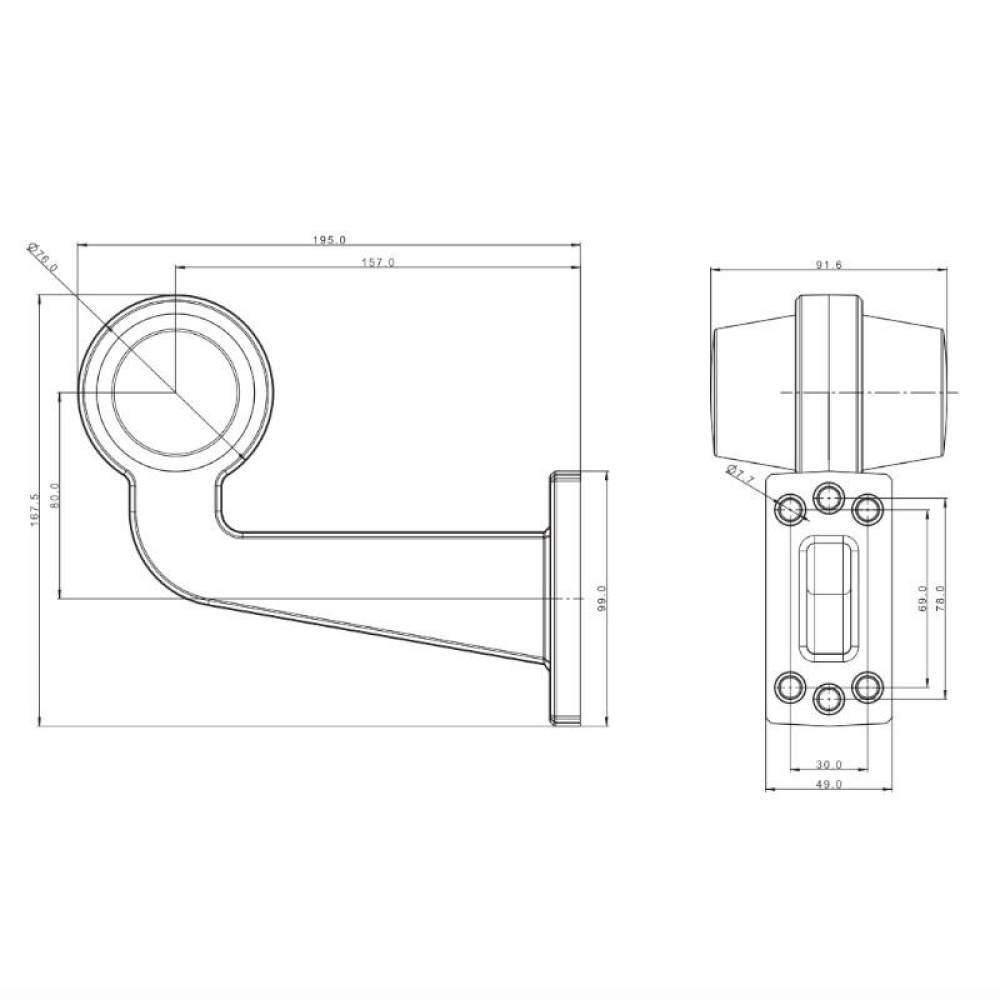 Lampa gabarit cu brat 195mm, cotit la 90°, LED, Old School, stanga, Retro Design FT-147 F L B/C LED Fristom Lampa gabarit cu brat 195mm, cotit la 90°, LED, Old School, stanga, Retro Design FT-147 F L B/C LED Fristom