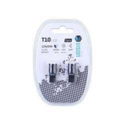 Set 2 becuri T10, 6 LED-uri Smd3020, 12-24V, W5W, 230lm, Canbus Vision 58249