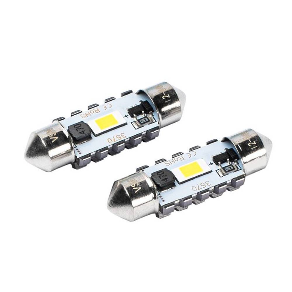 Set 2 becuri sofit SV8.5, C5W, 36mm, LED SMD3570, 12-24V, 3.4W, 400lm, iluminare 180gr, Canbus, Festoon, Vision 83210