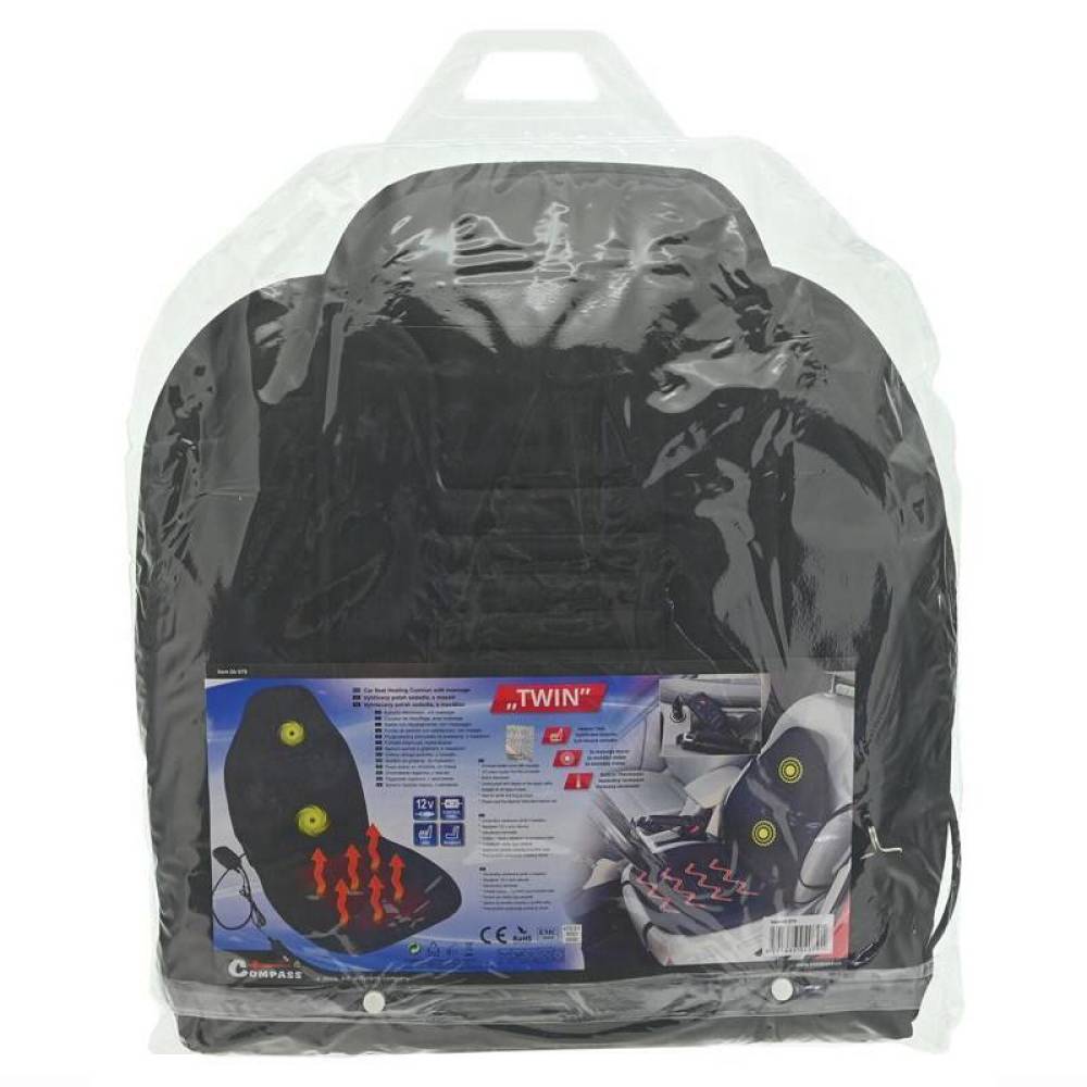 Perna scaun cu masaj si incalzire, neagra, 12V, cu termostat incorporat, TWIN 04079 Compass 