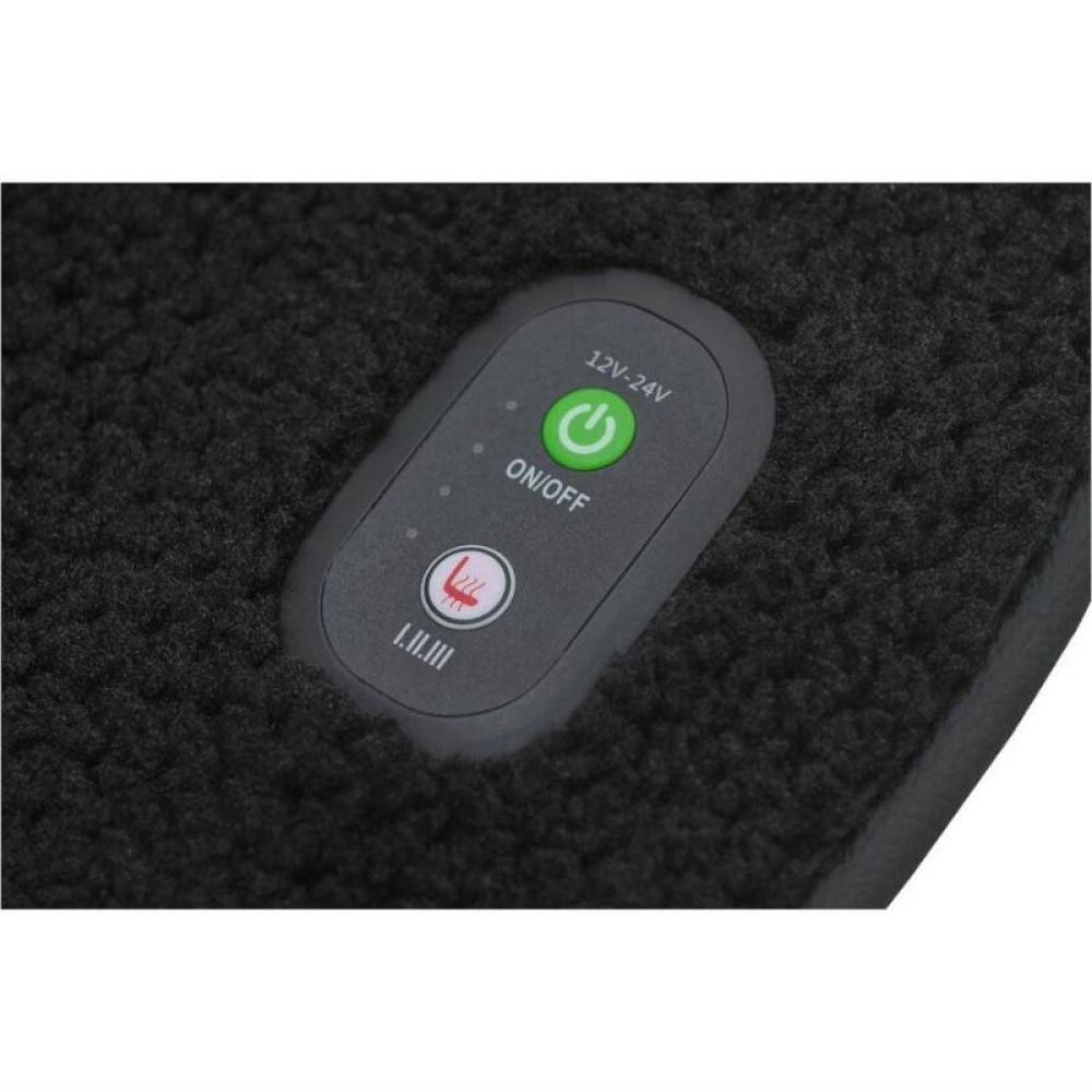 Perna scaun cu incalzire, 12V, plush si piele sintetica perforata, 3 trepte de viteza, neagra, SHAWN, 04083 Compass