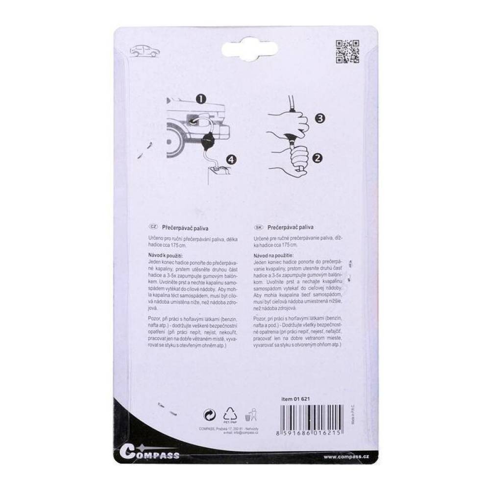 Furtun transfer lichide, combustibil, 1.8m, cu pompa amorsare tip sifon, 01621 Compass Furtun transfer lichide, combustibil, 1.8m, cu pompa amorsare tip sifon, 01621 Compass