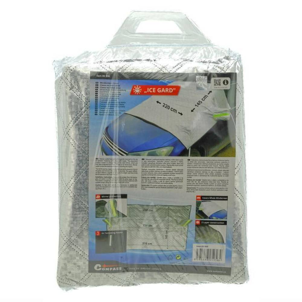 Husa parbriz si oglinzi, iarna-vara, 220x145cm, cu protectie impotriva inghetului sau razelor solare, fixare cu carlige, ICE GARD, 05956 Compass