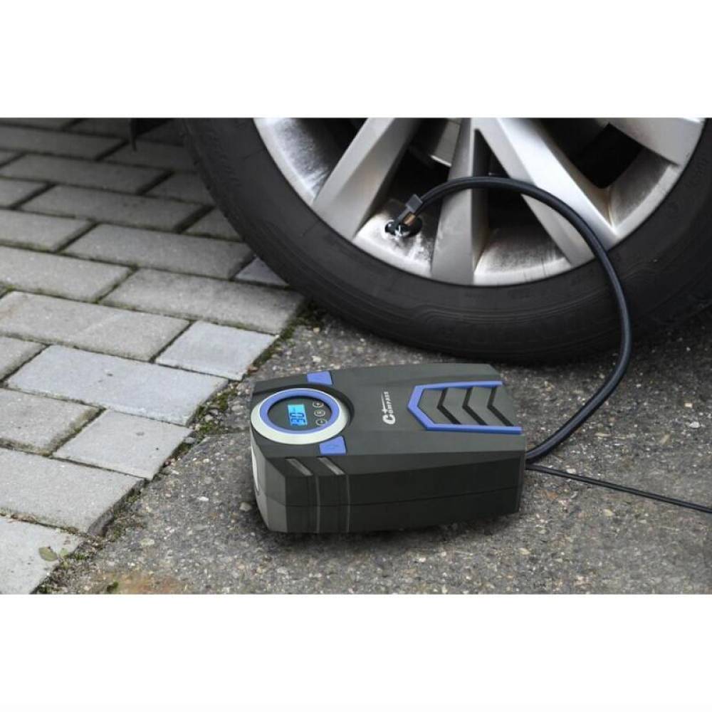 Compresor aer, 10bar, 12V, 120W, automat cu manometru digital, cu lanterna, 3 adaptoare, CORA, 07189 Compass
