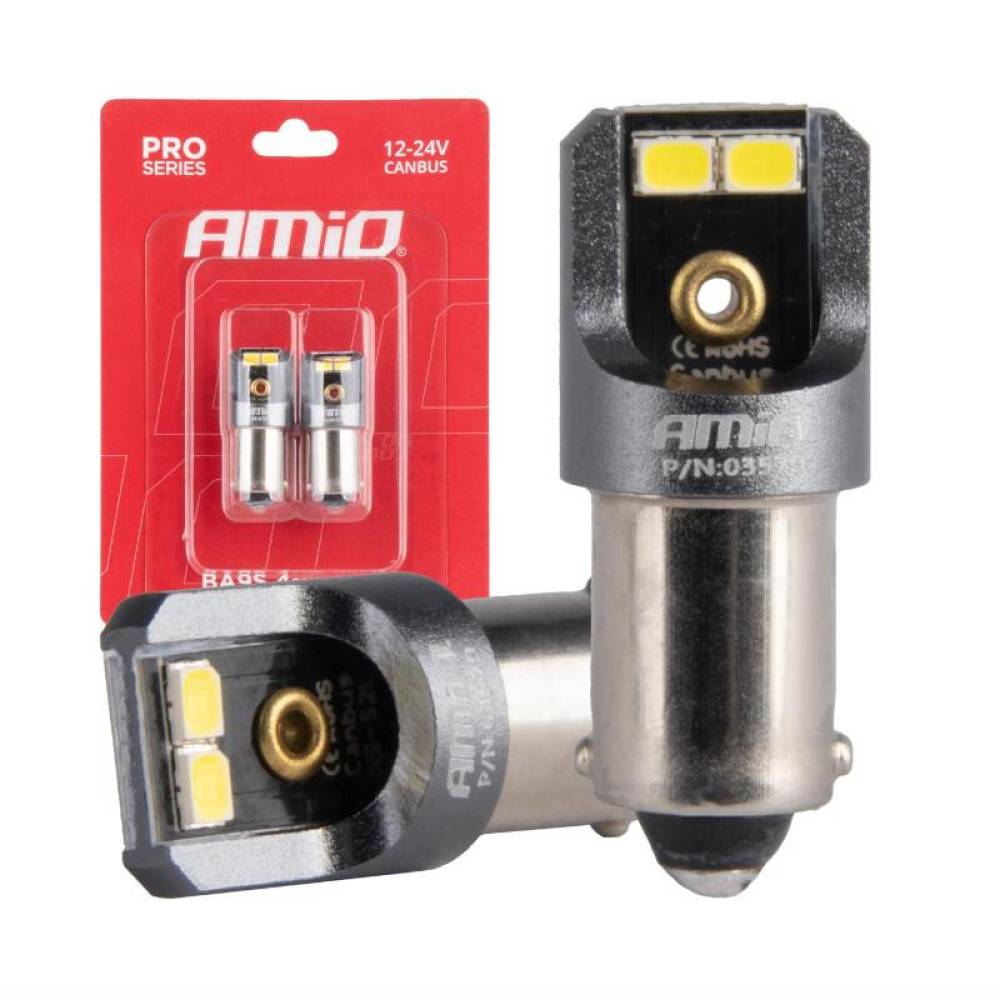 Set 2 becuri bord, T4W-BA9S, cu 4 Leduri SMD 2016, 12-24V, alb, Canbus, Pro Series, 03579 Amio