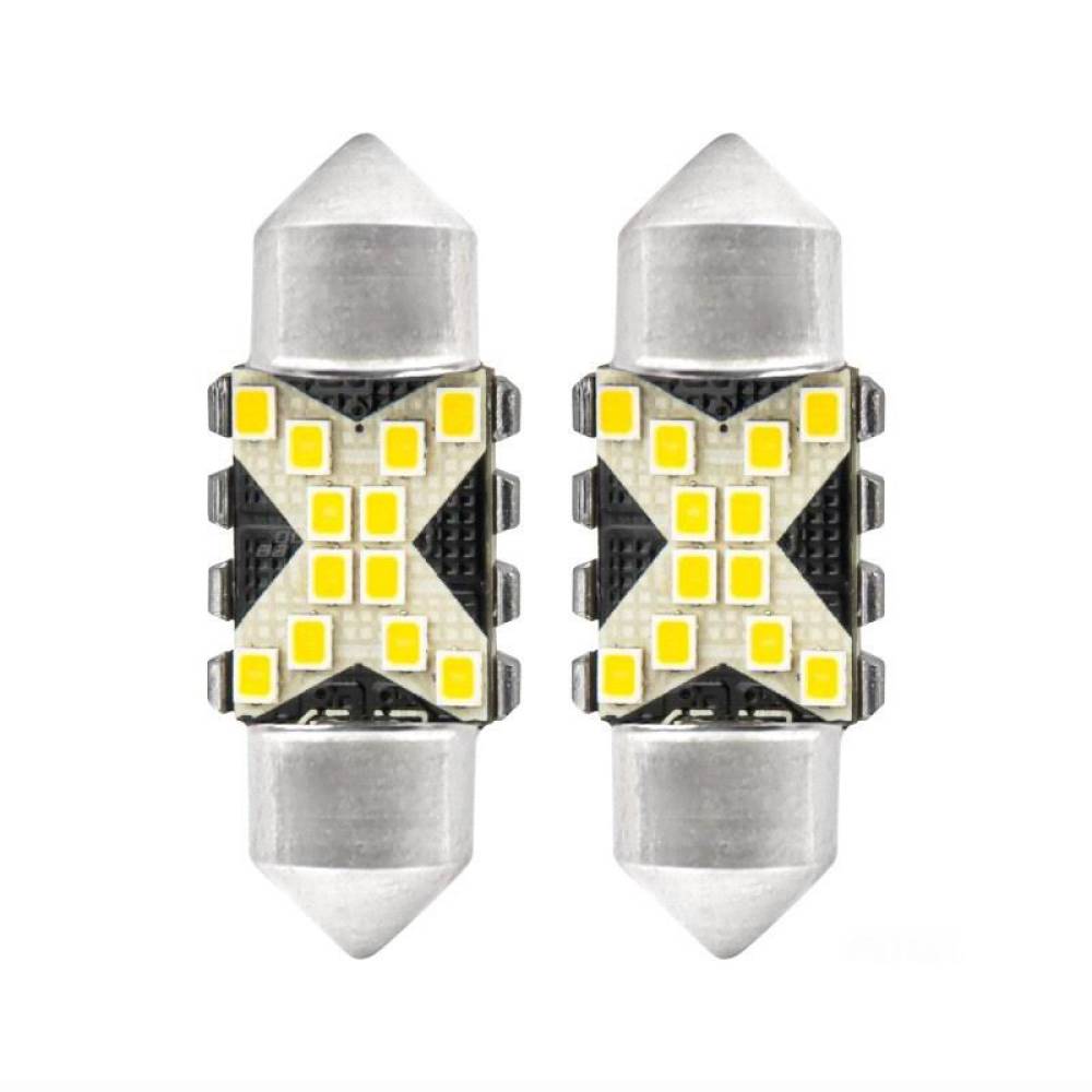Set 2 becuri sofit, 12-24V, C5W, 31mm, 12 LED-uri SMD 2016, Canbus, alb, 04235 Amio