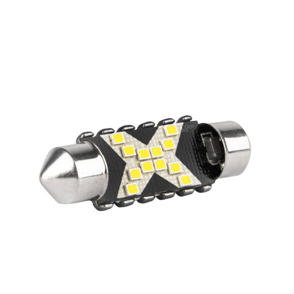Set 2 becuri sofit, 12-24V, C5W, 36mm, 12 LED-uri SMD 2016, Canbus, alb, 04236 Amio