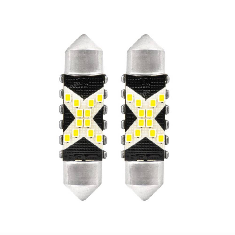 Set 2 becuri sofit, 12-24V, C5W, 36mm, 12 LED-uri SMD 2016, Canbus, alb, 04236 Amio