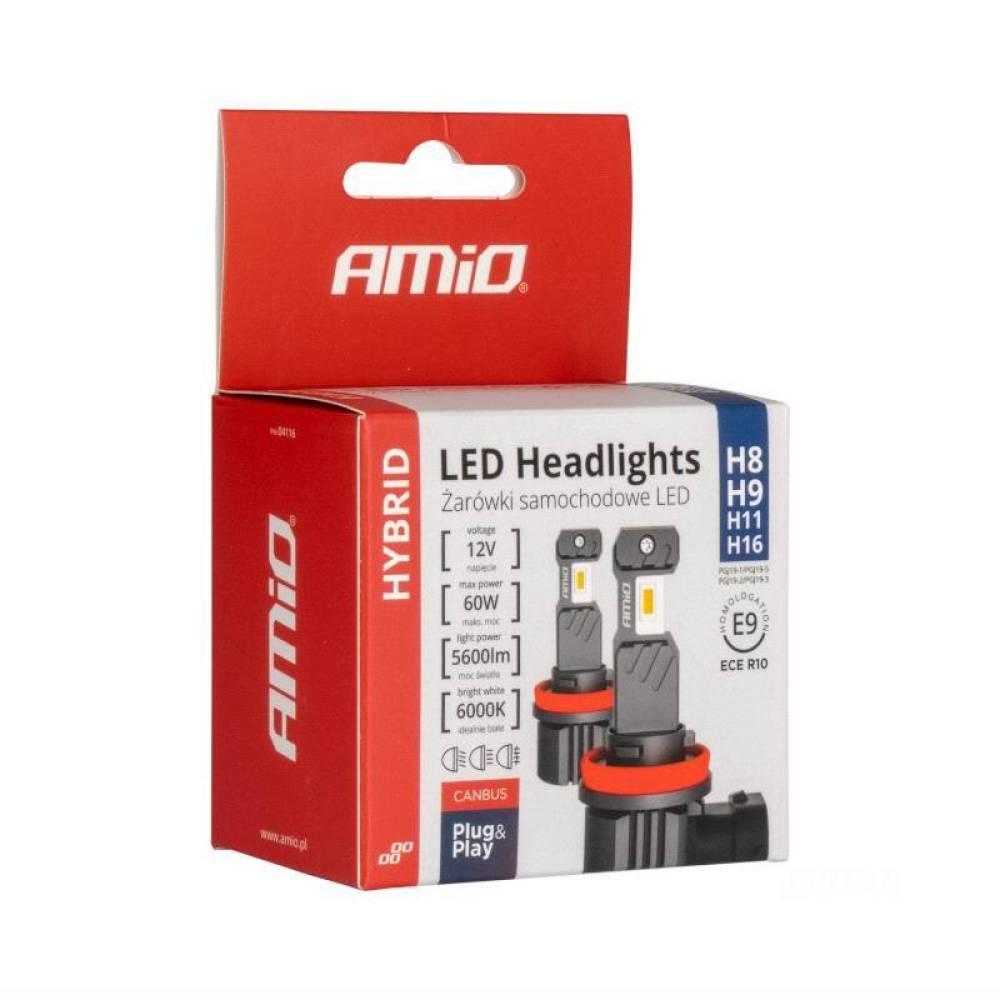 Set 2 becuri HIR2, LED CSP, 12V, 60W, 5600lm, 6000K, Canbus, Hybrid 04119 Amio Set 2 becuri HIR2, LED CSP, 12V, 60W, 5600lm, 6000K, Canbus, Hybrid 04119 Amio