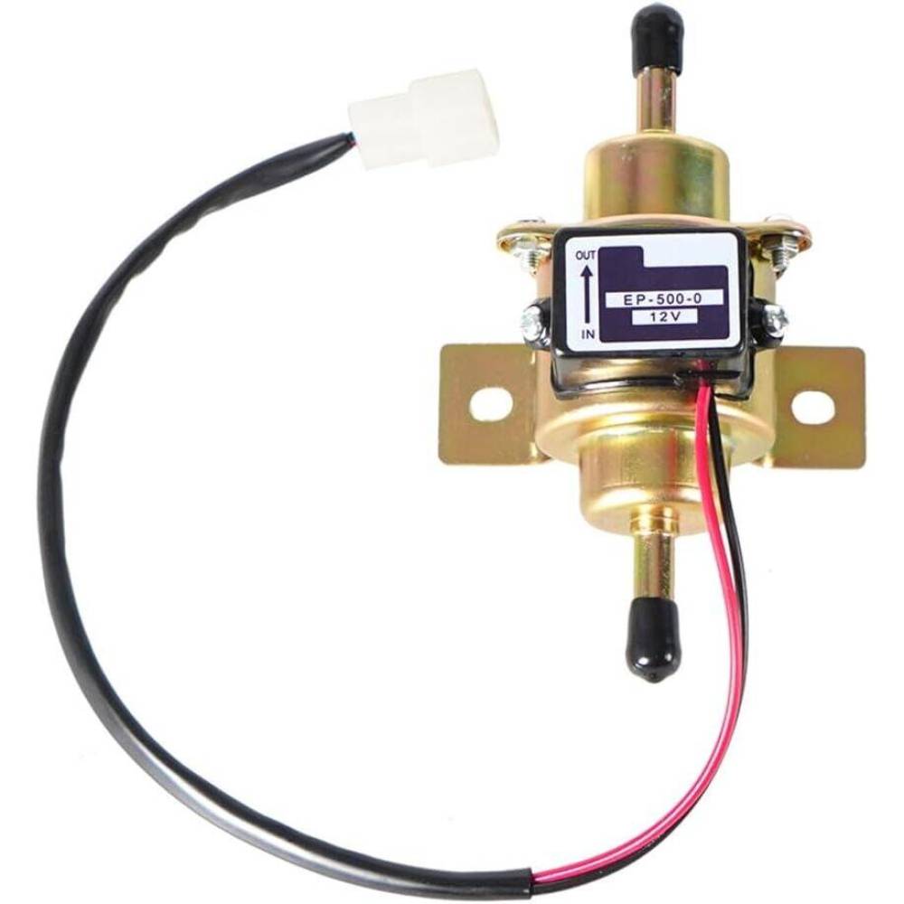 Pompa alimentare electrica 12V, universala, pentru combustibil benzina sau motorina, L=130mm, fi 8mm, OEM YK-3107, EP-500-0, bk SR67
