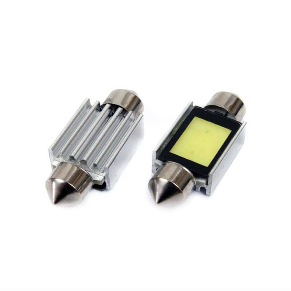 Set 2 becuri sofit, 12V, 2.4W, C5W, 39mm, 3 LED-uri COB, Canbus, alb, 01640 Amio