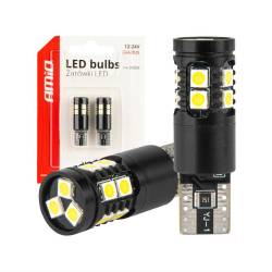 Set 2 becuri T10, 13 LED-uri, SMD 3030, 12-24V, W5W, 5500K, Canbus, alb, 04259 Amio