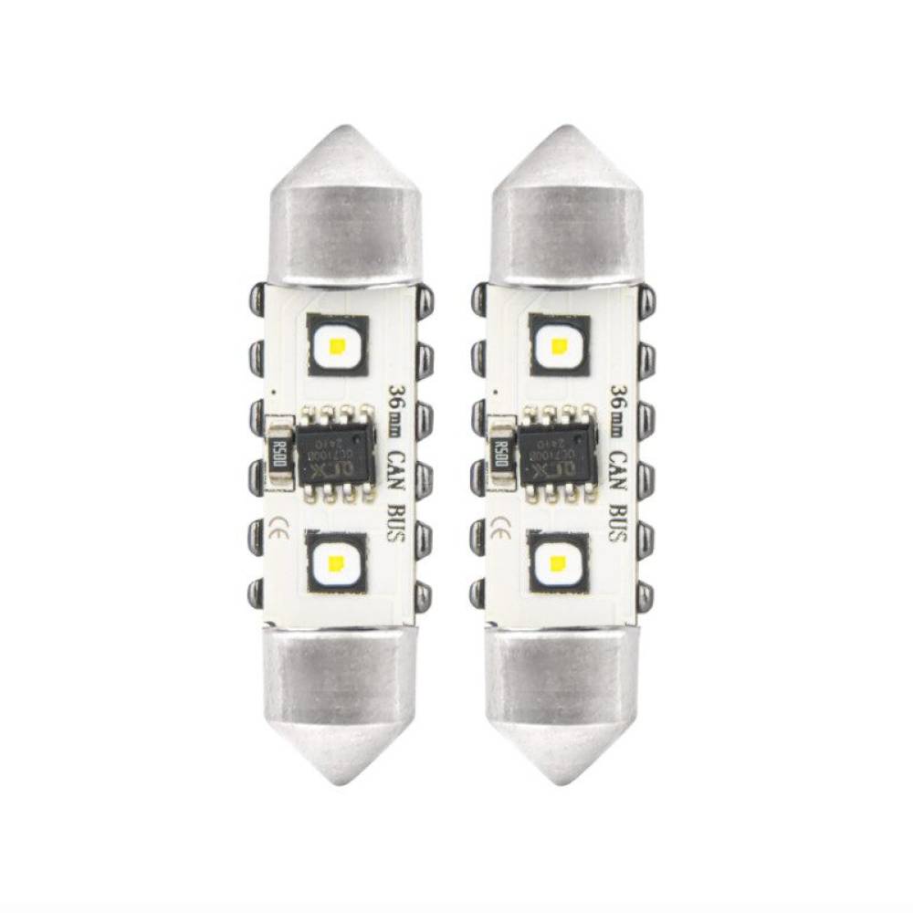 Set 2 becuri sofit, 12-24V, C5W, 36mm, 2 LED-uri SMD 3838, Canbus, alb, 04248 Amio