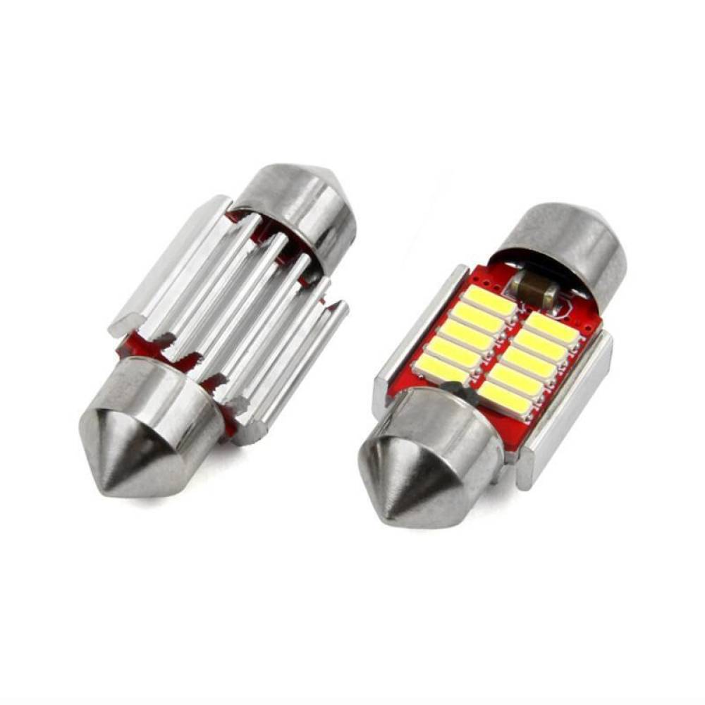 Set 2 becuri sofit, 12-24V, C5W, C10W, C3W, 31mm, 10 LED-uri SMD 4014, Canbus, alb, 01288 Amio