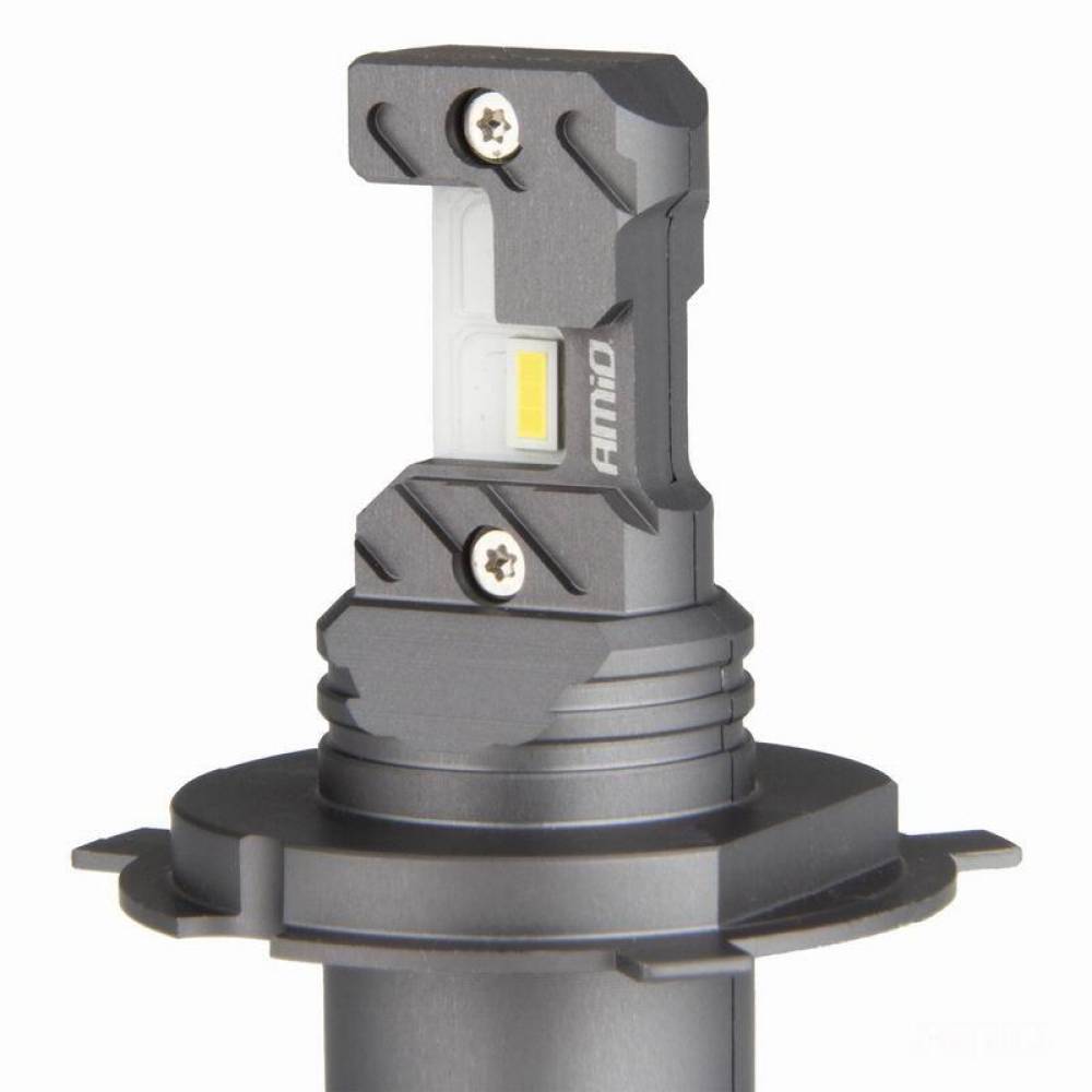 Set 2 becuri H4-H19, LED, 12V, 60W, 5600lm, 6000K, cu ventilator, Canbus, Hybrid 04114 Amio