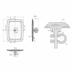 Oglinda 242x182mm, clema 16-20 mm, universala, tractor Massey Ferguson, Deutz, Case, Class, Fiat. Solus LS0237