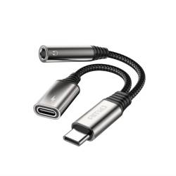 Adaptor cablu USB Tip-C la USB-C si Mini Jack Stereo, 3.5mm, 10cm, 04295 Amio