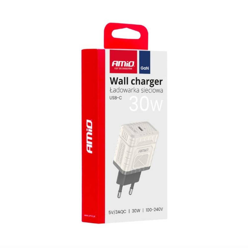 Incarcator rapid USB-C, priza 220V, 30W, 3AQC, tehnologie GaN, 04285 Amio