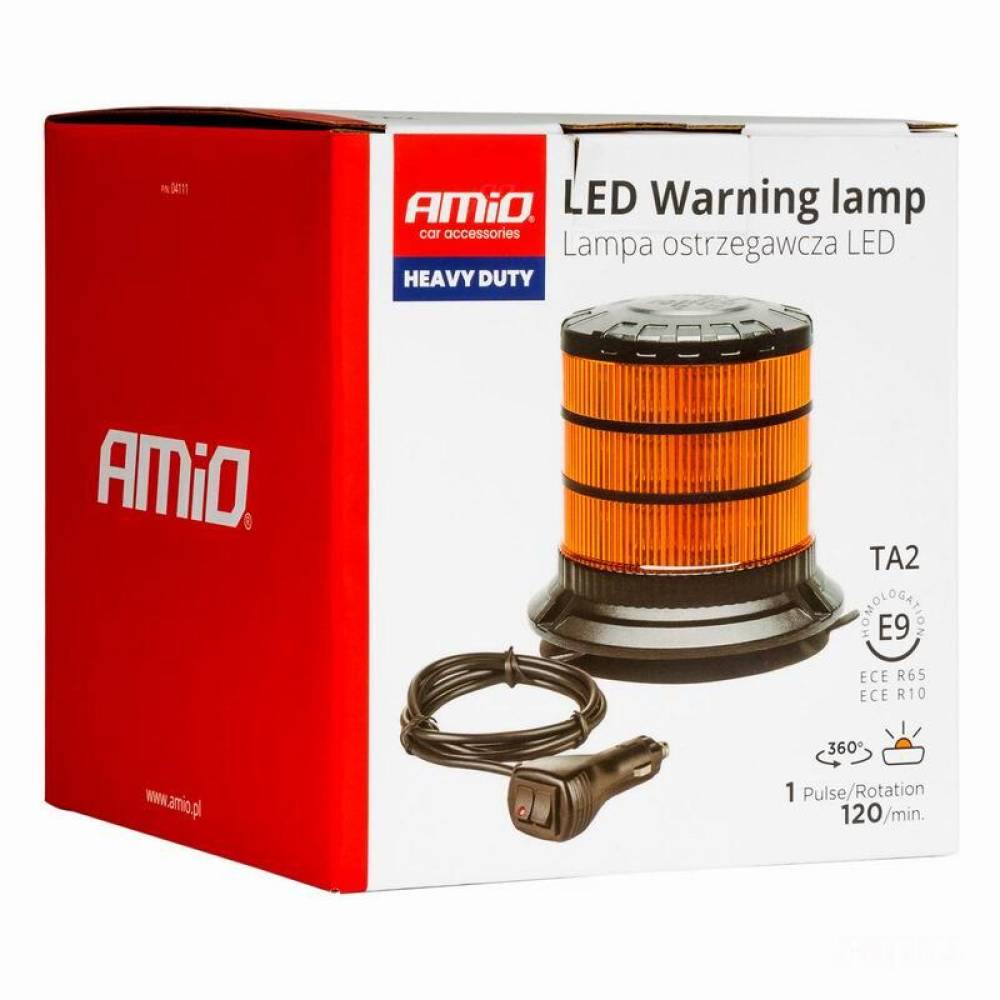 Girofar 12-24V, h131, 24 LED-uri, prindere cu magnet sau 3 suruburi, cablu 3m cu intrerupator 2 butoane, 04111 Amio