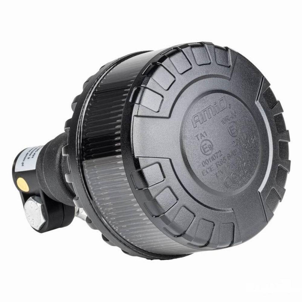 Girofar 12-24V, h169, 16 LED-uri, pe tija flexibila, difuzor transparent, lumina portocalie, 04107 Amio