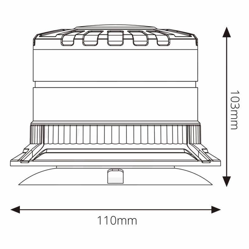 Girofar 12-24V, h103, 16 LED-uri, prindere cu magnet sau 3 suruburi, cablu 3m, cu intrerupator 2 butoane, 04110 Amio