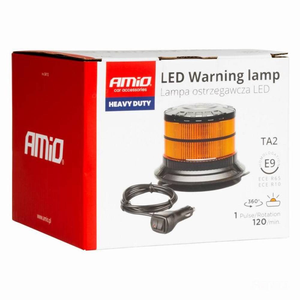 Girofar 12-24V, h103, 16 LED-uri, prindere cu magnet sau 3 suruburi, cablu 3m, cu intrerupator 2 butoane, 04110 Amio