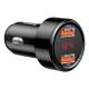 Incarcator auto 2xUSB, cu voltmetru, 12-24V, 45W QC 3.0, negru, Magic Dual, 29321 Baseus
