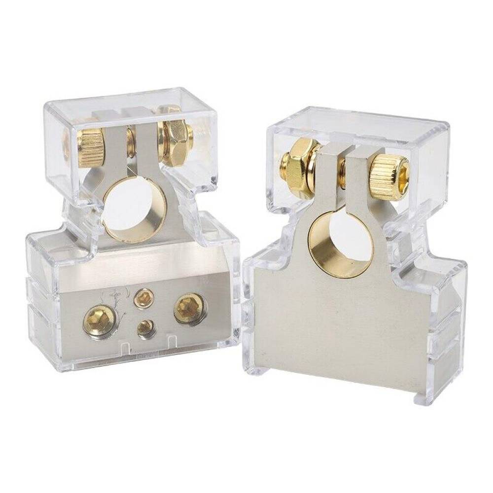 Set 2 borne acumulator cupru si zinc, 500A, 12-72V, fi 16-18mm, fixare-decuplare rapida, 4 cai, 83019 Carmotion