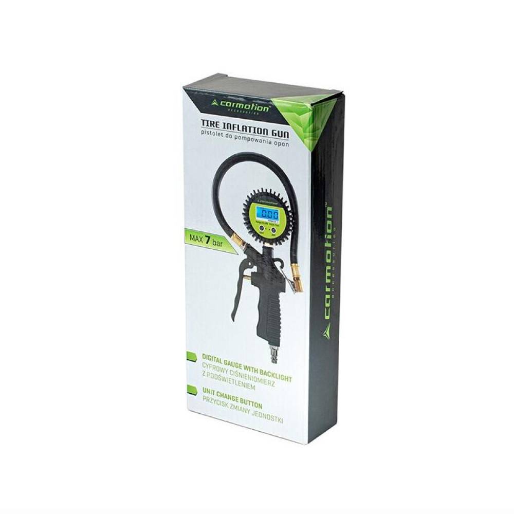 Pistol aer roti cu manometru digital, 0-7bar, furtun 40cm, baterie AAA, EURO, 63829 Carmotion 