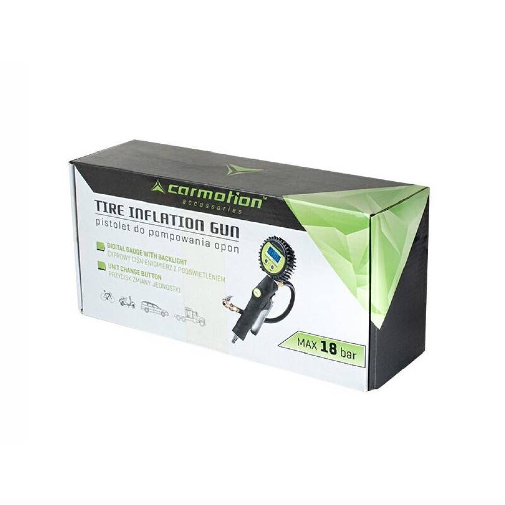 Pistol aer roti cu manometru digital, 0-18bar, furtun 40cm, baterie AAA, EURO, 63828 Carmotion 