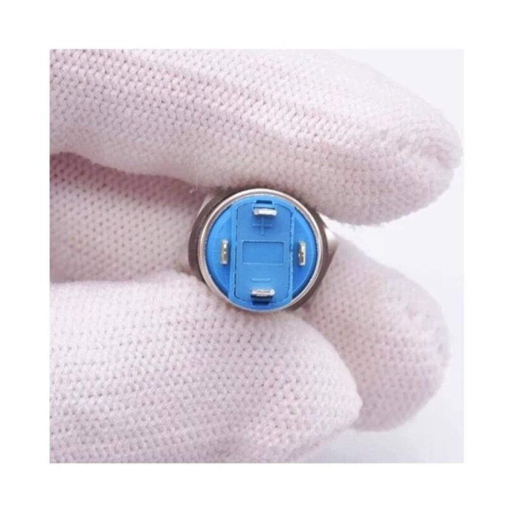 Intrerupator buton On-Off, cu retinere, fi12mm, aluminiu, 4 pini, LED, TLB93A