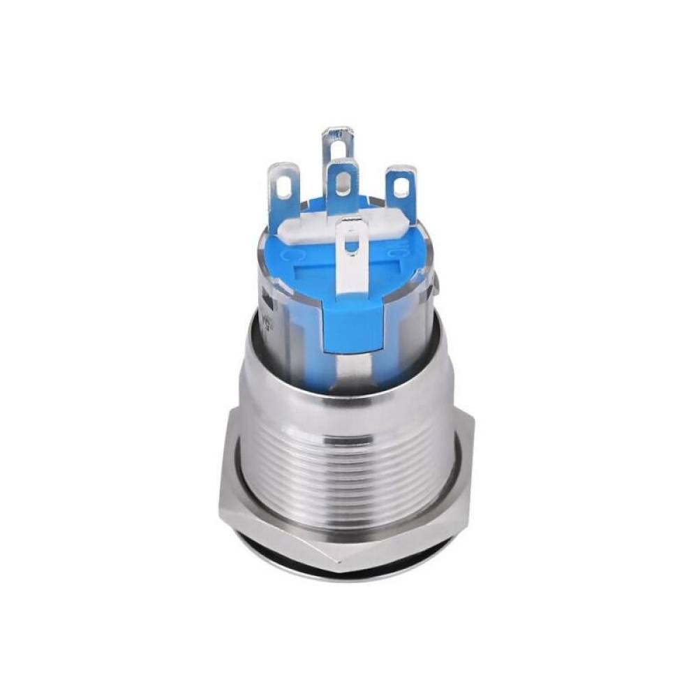Intrerupator buton On-Off, cu revenire, fi19mm, aluminiu, 5 pini, LED, Engine Start-Stop TLB241