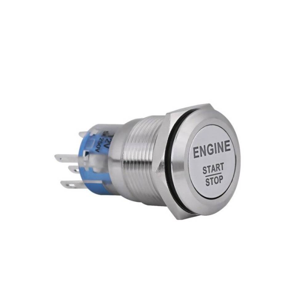 Intrerupator buton On-Off, cu revenire, fi19mm, aluminiu, 5 pini, LED, Engine Start-Stop TLB241