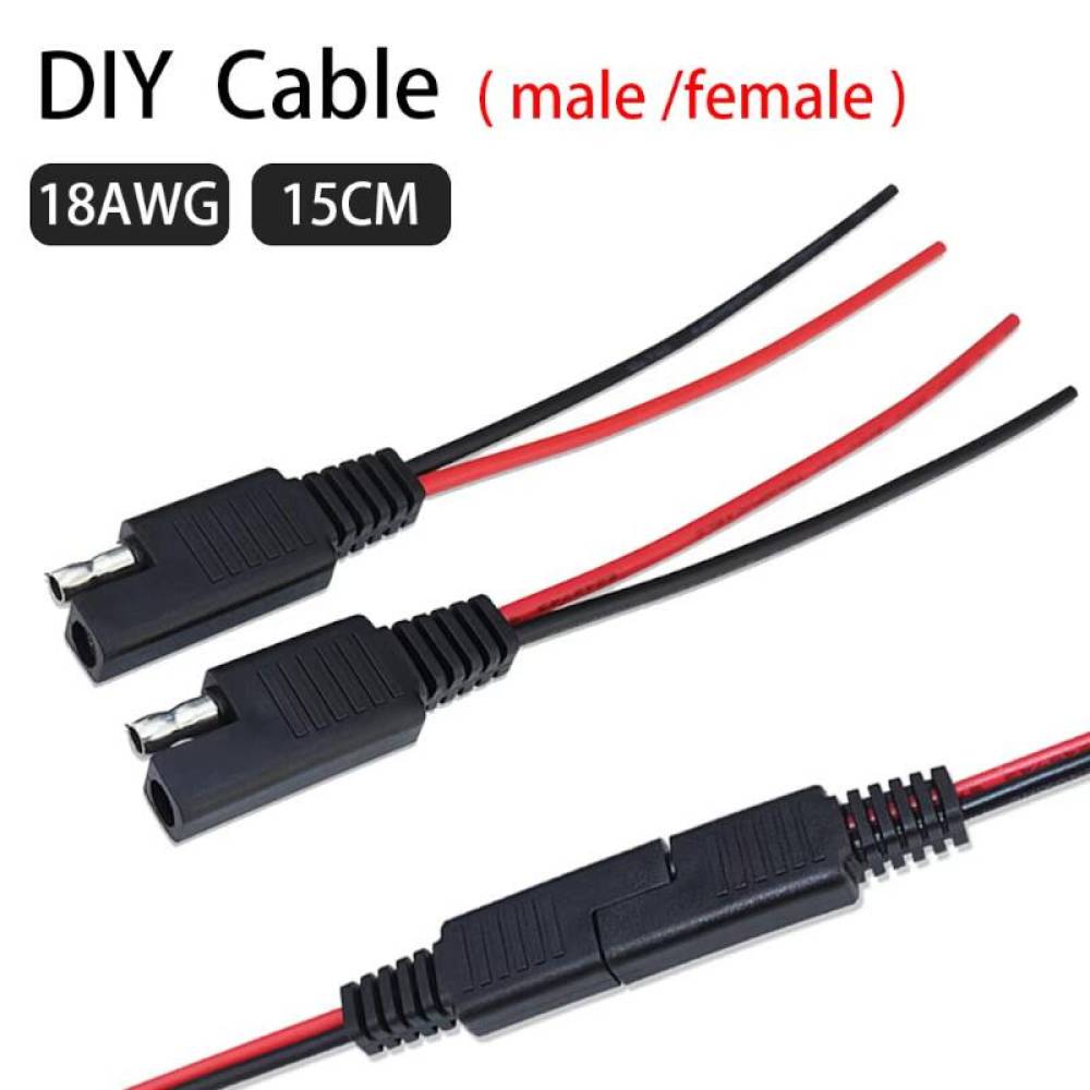 Set conector SAE mama-tata, 2 pini, lungime 15cm,  cablu AWG 2x2.5mm², pentru panouri solare, baterii, accesorii auto-moto, TL-A213 Carmotion