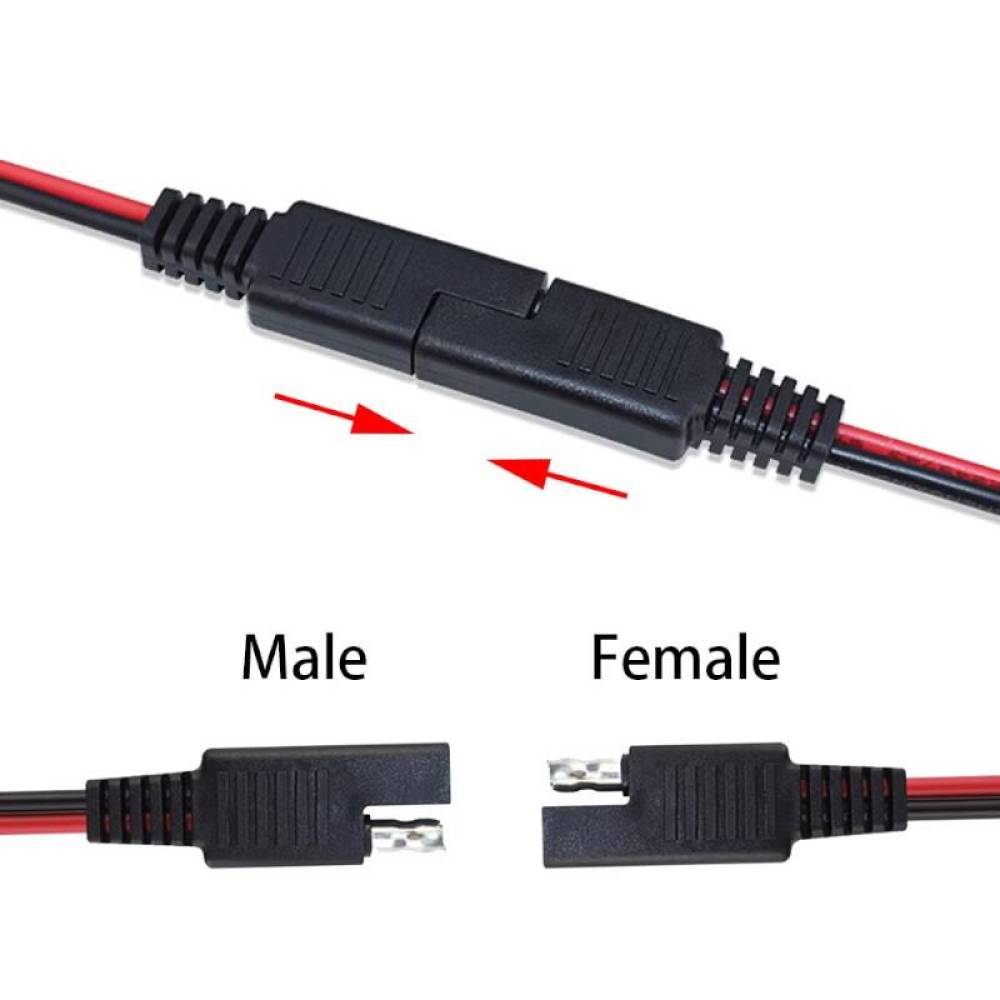 Set conector SAE mama-tata, 2 pini, lungime 15cm,  cablu AWG 2x2.5mm², pentru panouri solare, baterii, accesorii auto-moto, TL-A213 Carmotion
