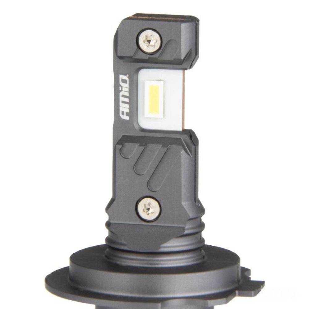 Set 2 becuri H7-H18, LED, 12V, 60W, 5600lm, 6000K, cu ventilator, Canbus, Hybrid 04115 Amio