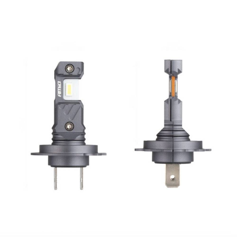 Set 2 becuri H7-H18, LED, 12V, 60W, 5600lm, 6000K, cu ventilator, Canbus, Hybrid 04115 Amio