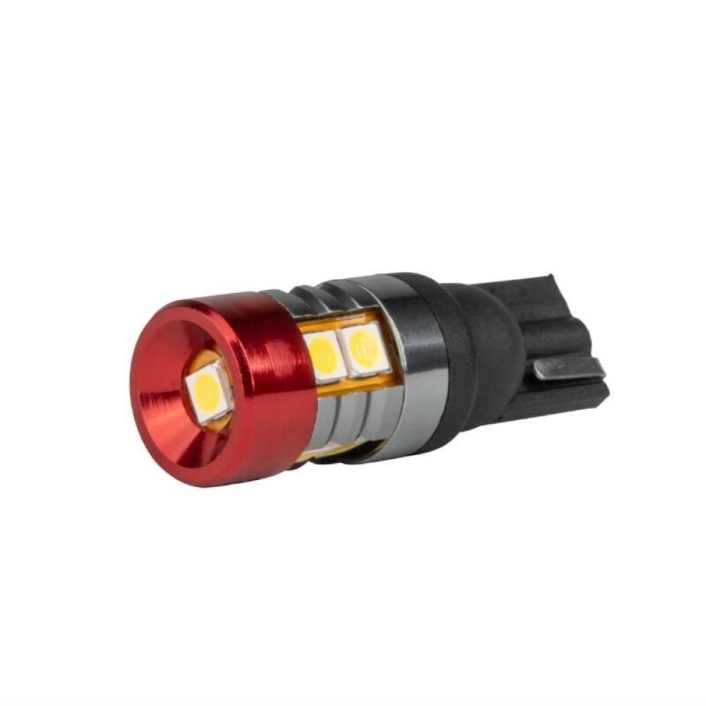 Set 2 becuri T10, cap rosu, 9 LED-uri, SMD 3030, 12-24V, W5W, 5500K, Canbus, alb, 04240 Amio