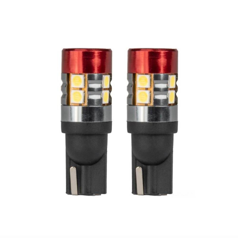 Set 2 becuri T10, cap rosu, 9 LED-uri, SMD 3030, 12-24V, W5W, 5500K, Canbus, alb, 04240 Amio