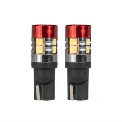 Set 2 becuri T10, cap rosu, 9 LED-uri, SMD 3030, 12-24V, W5W, 5500K, Canbus, alb, 04240 Amio