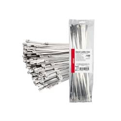 Set 100 coliere metalice, 7.9x400mm, inox, Self Lock Zip Ball, 04326 Amio