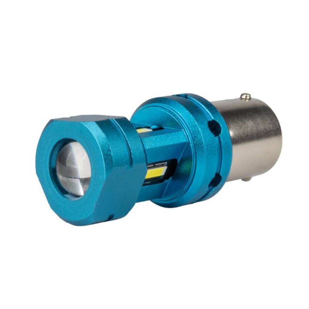 Set 2 becuri semnalizare, LED CSP, 12-24V, 1156 BA15S P21W, R10W, R5W, cu lupa, Canbus, alb, 04252 Amio Set 2 becuri semnalizare, LED CSP, 12-24V, 1156 BA15S P21W, R10W, R5W, cu lupa, Canbus, alb, 04252 Amio