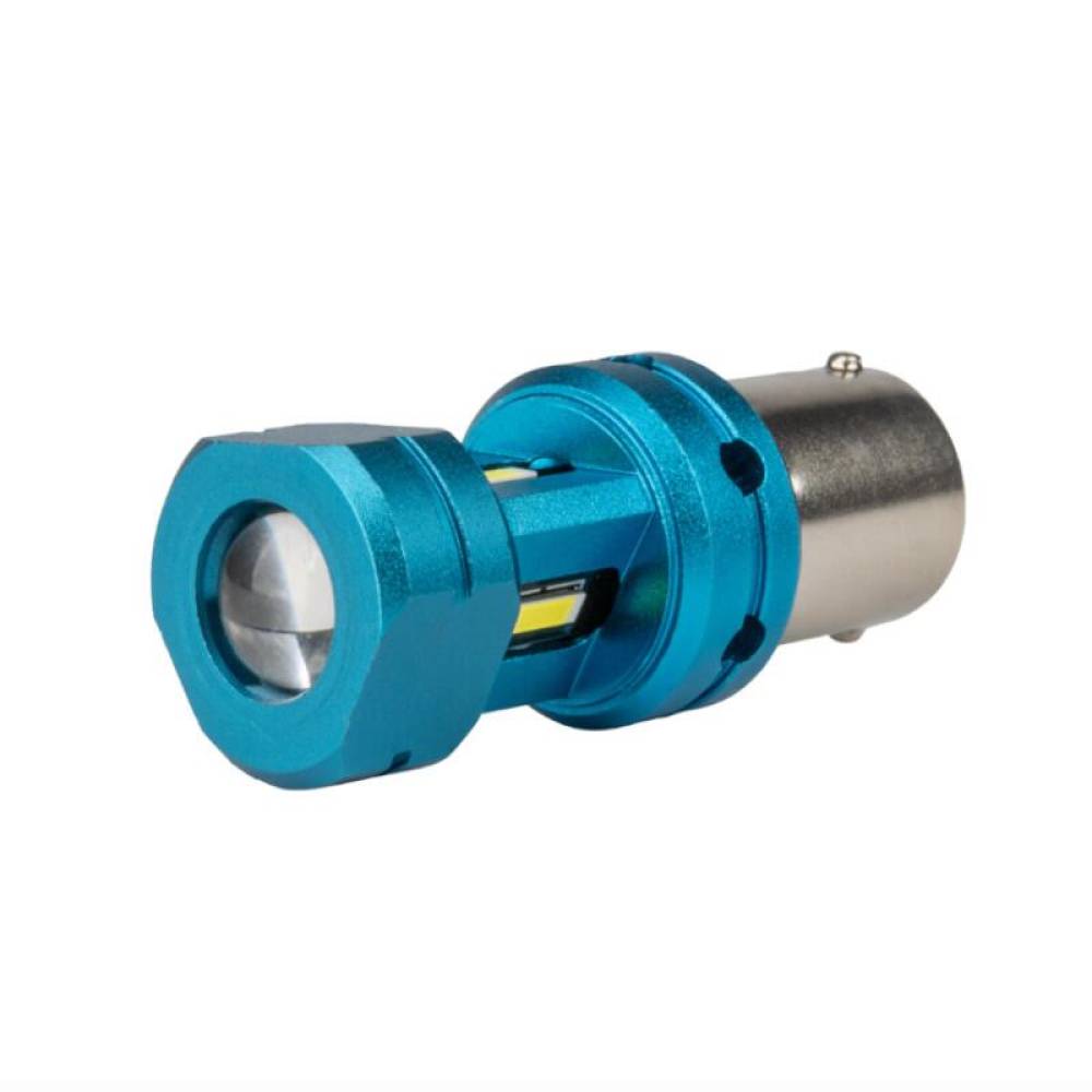 Set 2 becuri semnalizare, LED CSP, 12-24V, 1156 BA15S P21W, R10W, R5W, cu lupa, Canbus, alb, 04252 Amio Set 2 becuri semnalizare, LED CSP, 12-24V, 1156 BA15S P21W, R10W, R5W, cu lupa, Canbus, alb, 04252 Amio