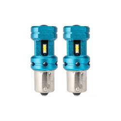 Set 2 becuri semnalizare, LED CSP, 12-24V, 1156 BA15S P21W, R10W, R5W, cu lupa, Canbus, alb, 04252 Amio