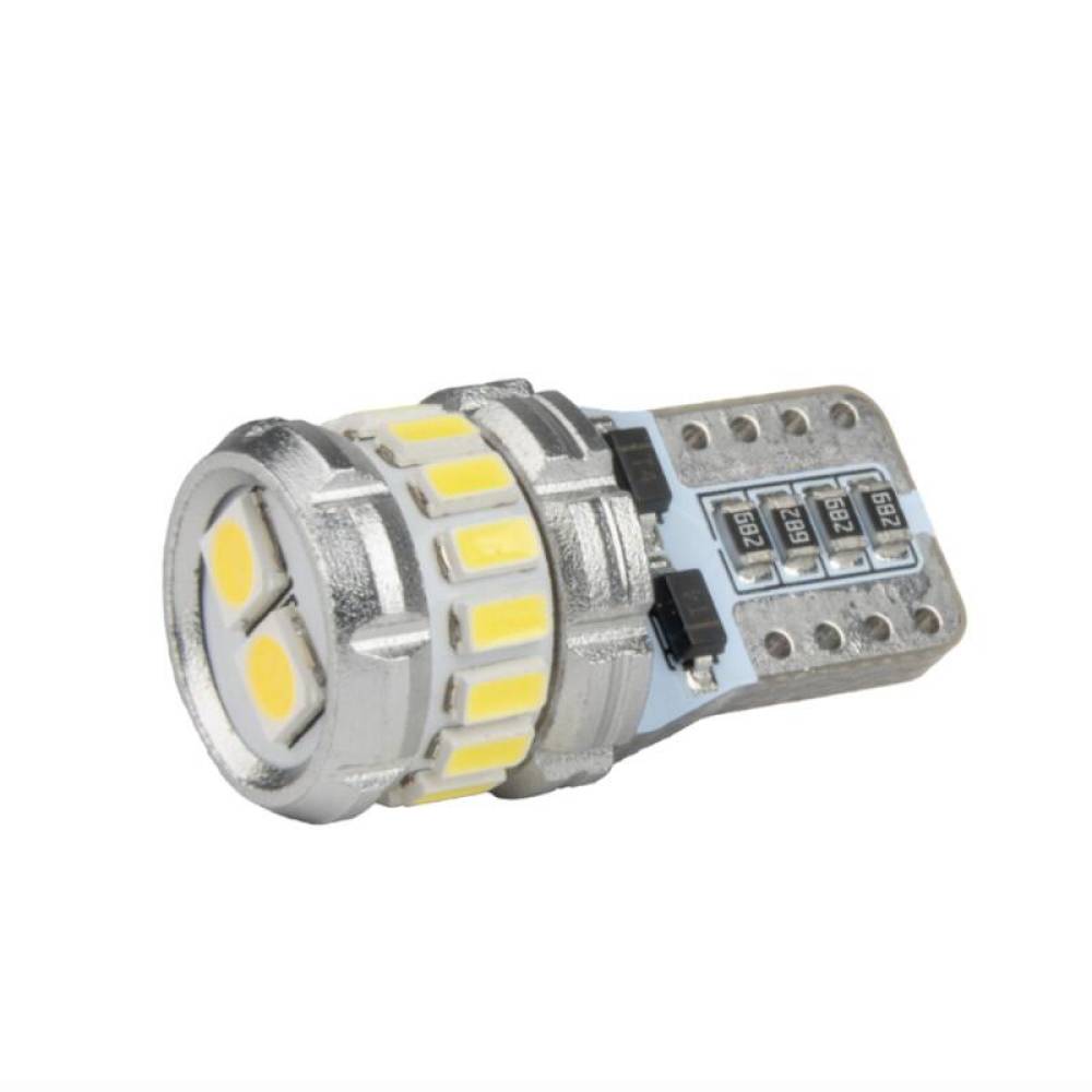 Set 2 becuri T10, 18 LED-uri, SMD 3014, 12-24V, W5W, 5500K, Canbus, alb, 04260 Amio