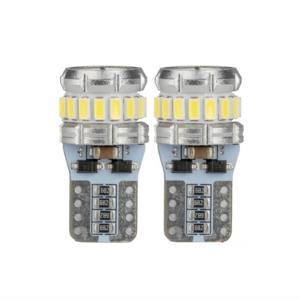 Set 2 becuri T10, 18 LED-uri, SMD 3014, 12-24V, W5W, 5500K, Canbus, alb, 04260 Amio