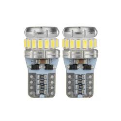 Set 2 becuri T10, 18 LED-uri, SMD 3014, 12-24V, W5W, 5500K, Canbus, alb, 04260 Amio