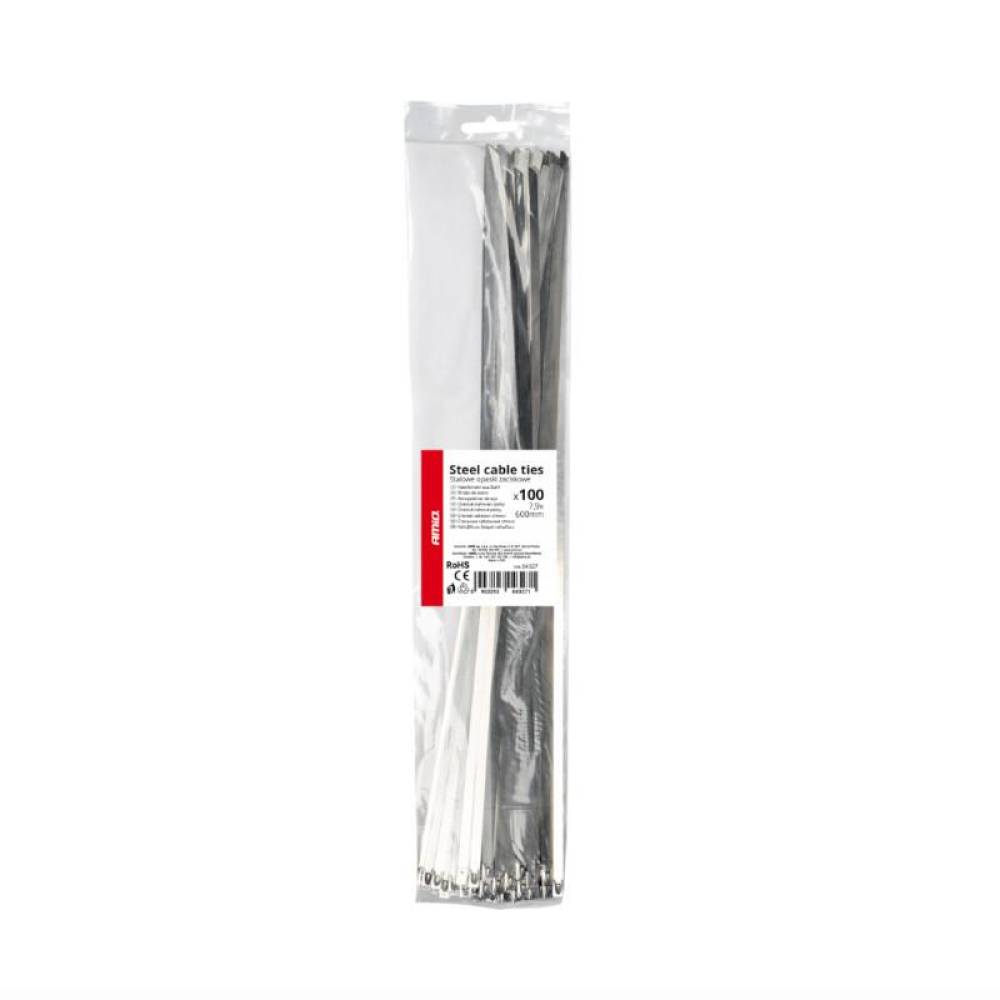 Set 100 coliere metalice, 7.9x600mm, inox, Self Lock Zip Ball, 04327 Amio