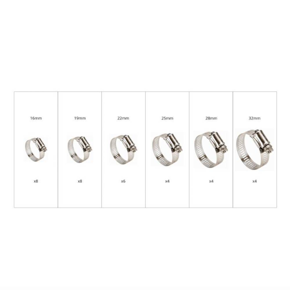 Trusa 34 coliere, din inox, 16-32mm, 04125 Amio